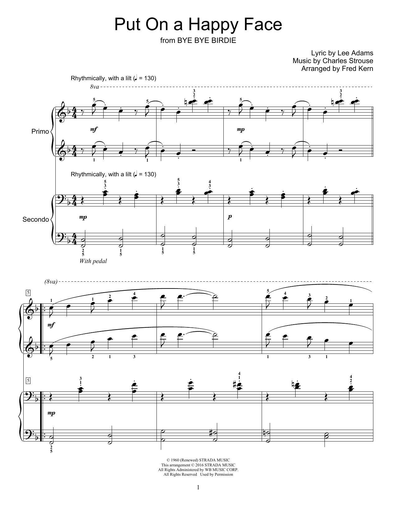 Download Fred Kern Put On A Happy Face Sheet Music and learn how to play Piano Duet PDF digital score in minutes