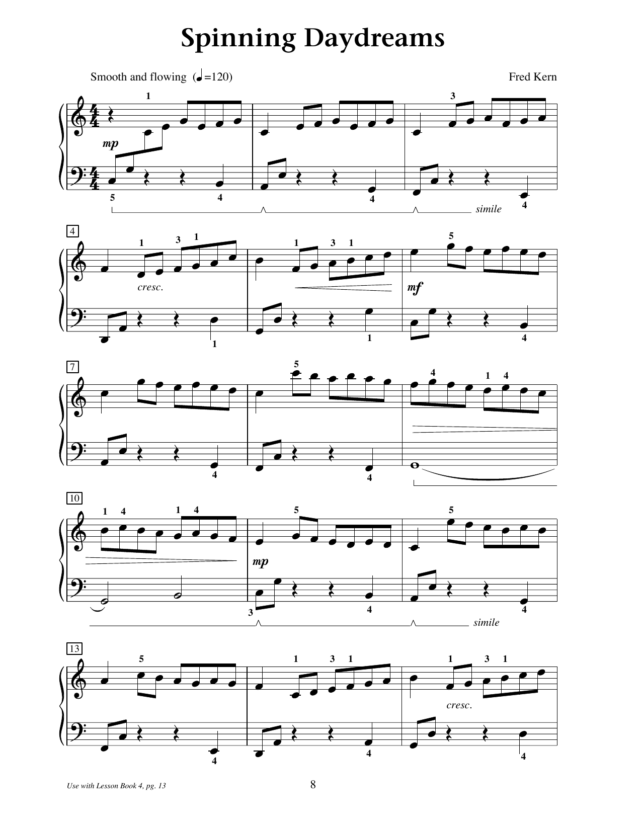 Download Fred Kern Spinning Daydreams Sheet Music and learn how to play Educational Piano PDF digital score in minutes