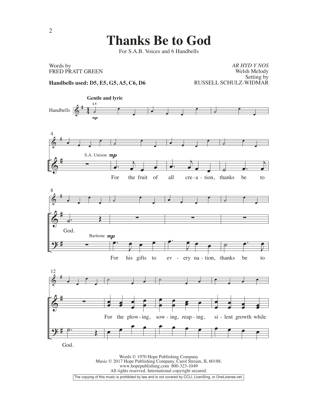 Download Fred Pratt Green Thanks Be to God Sheet Music and learn how to play SAB Choir PDF digital score in minutes