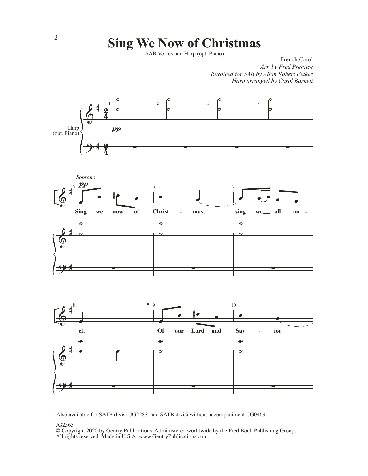 Download Fred Prentice, Carol Barnett & Allan Petker Sing We Now Of Christmas Sheet Music and learn how to play SAB Choir PDF digital score in minutes