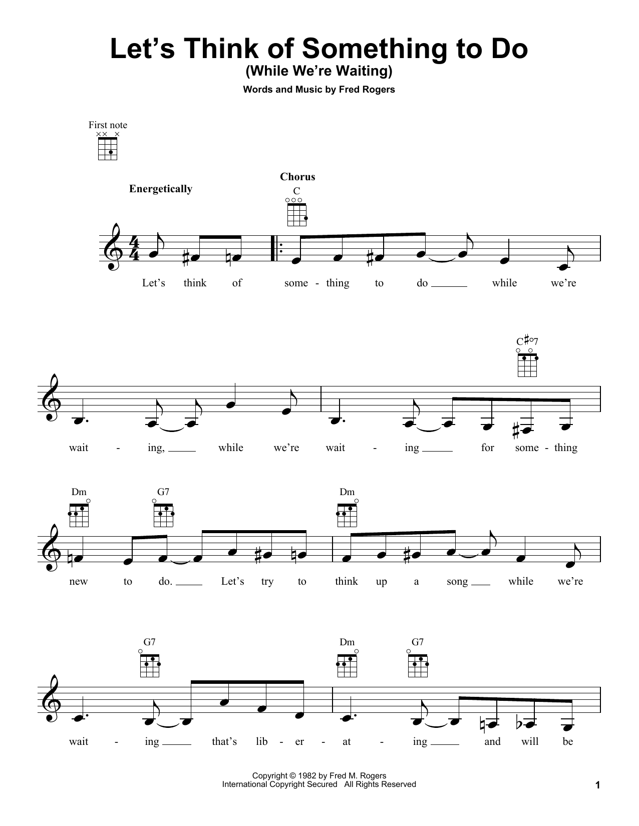 Download Fred Rogers Let's Think Of Something To Do (While We're Waiting) (from Mister Rogers' Neighb Sheet Music and learn how to play Ukulele PDF digital score in minutes