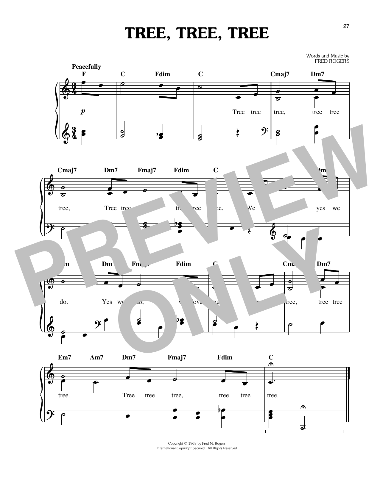 Download Fred Rogers Tree, Tree, Tree Sheet Music and learn how to play Ukulele PDF digital score in minutes