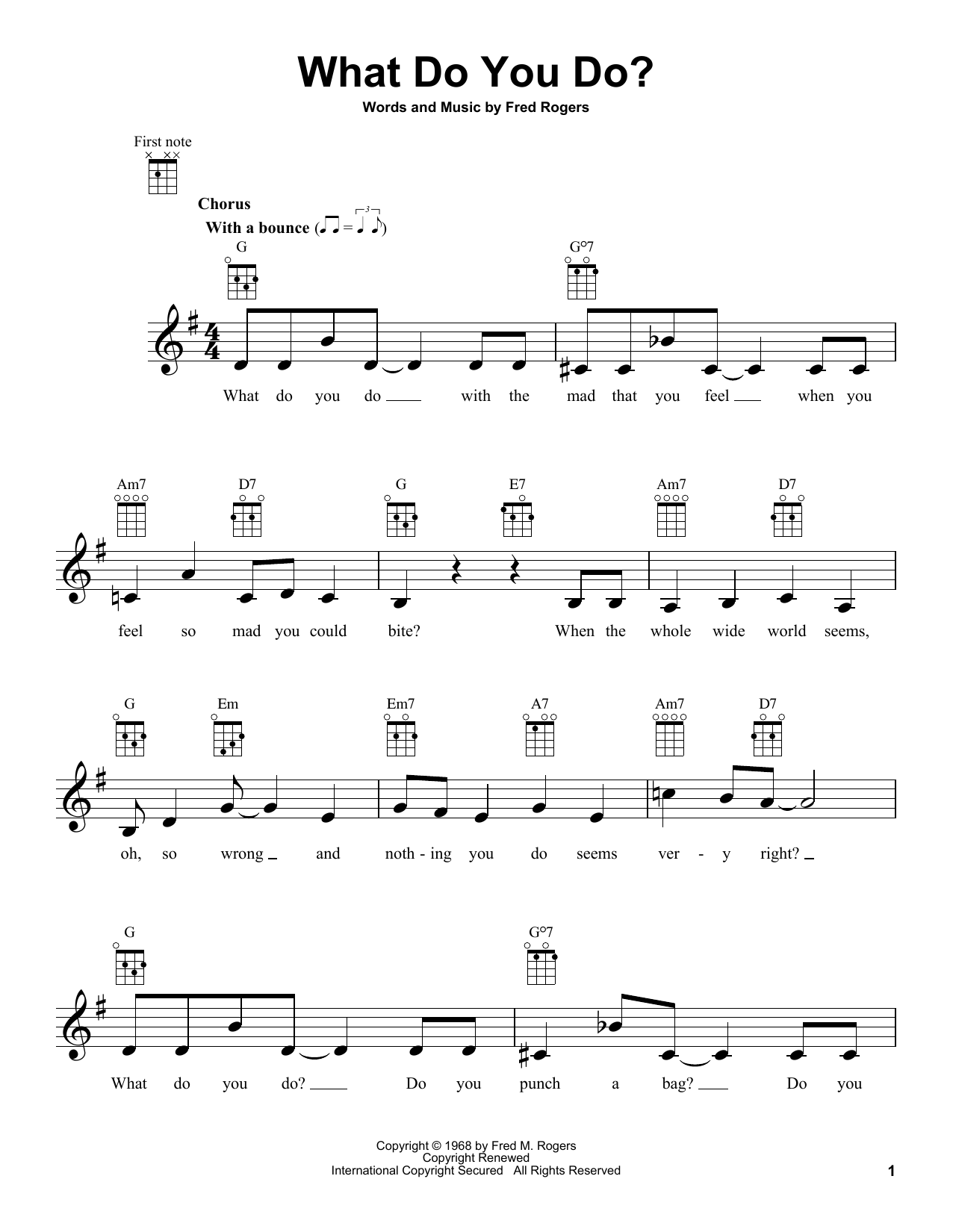 Download Fred Rogers What Do You Do? (from Mister Rogers' Neighborhood) Sheet Music and learn how to play Ukulele PDF digital score in minutes