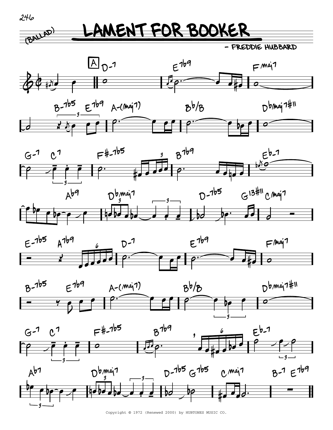 Download Freddie Hubbard Lament For Booker Sheet Music and learn how to play Real Book – Melody & Chords PDF digital score in minutes