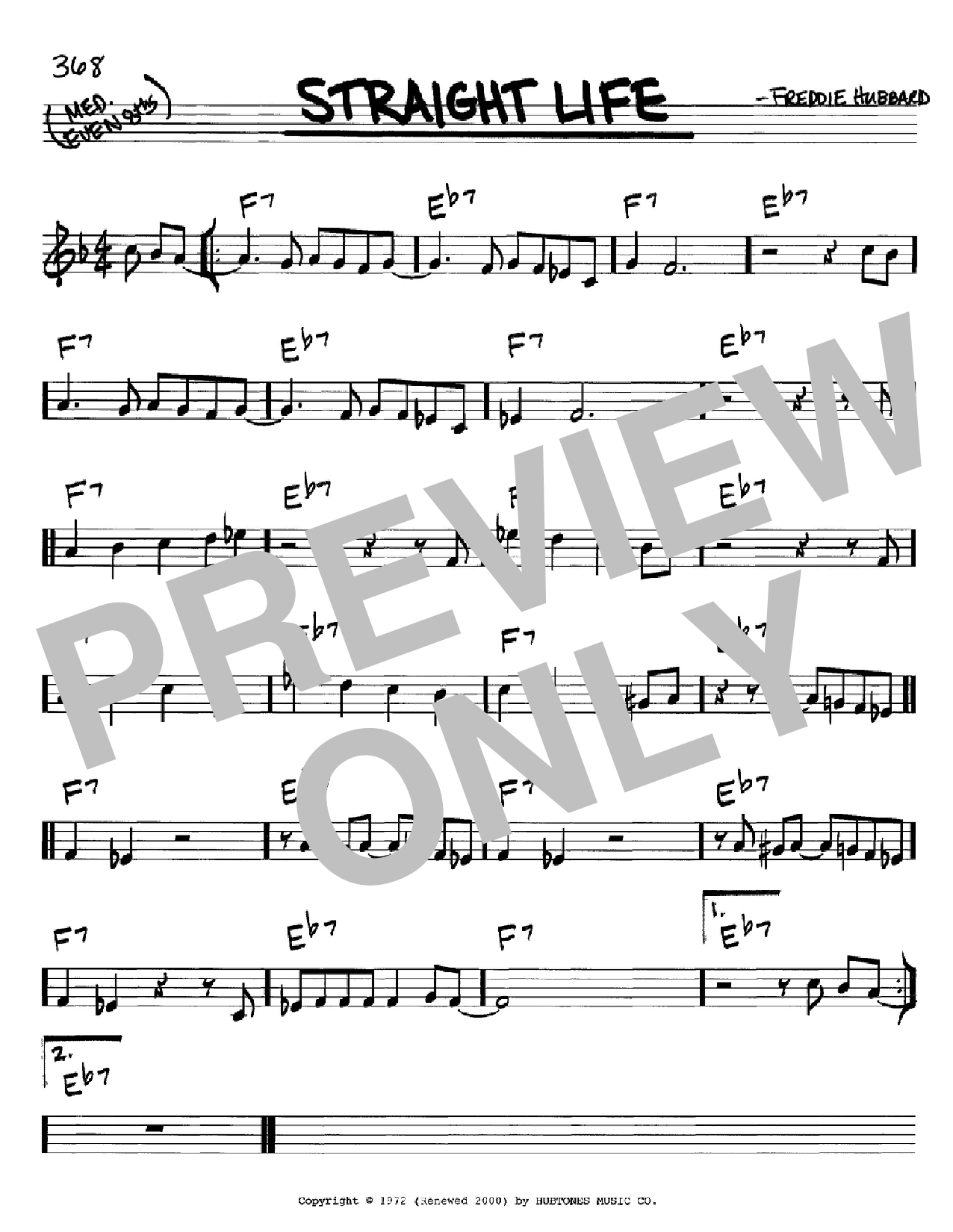 Download Freddie Hubbard Straight Life Sheet Music and learn how to play Real Book – Melody & Chords – C Instruments PDF digital score in minutes