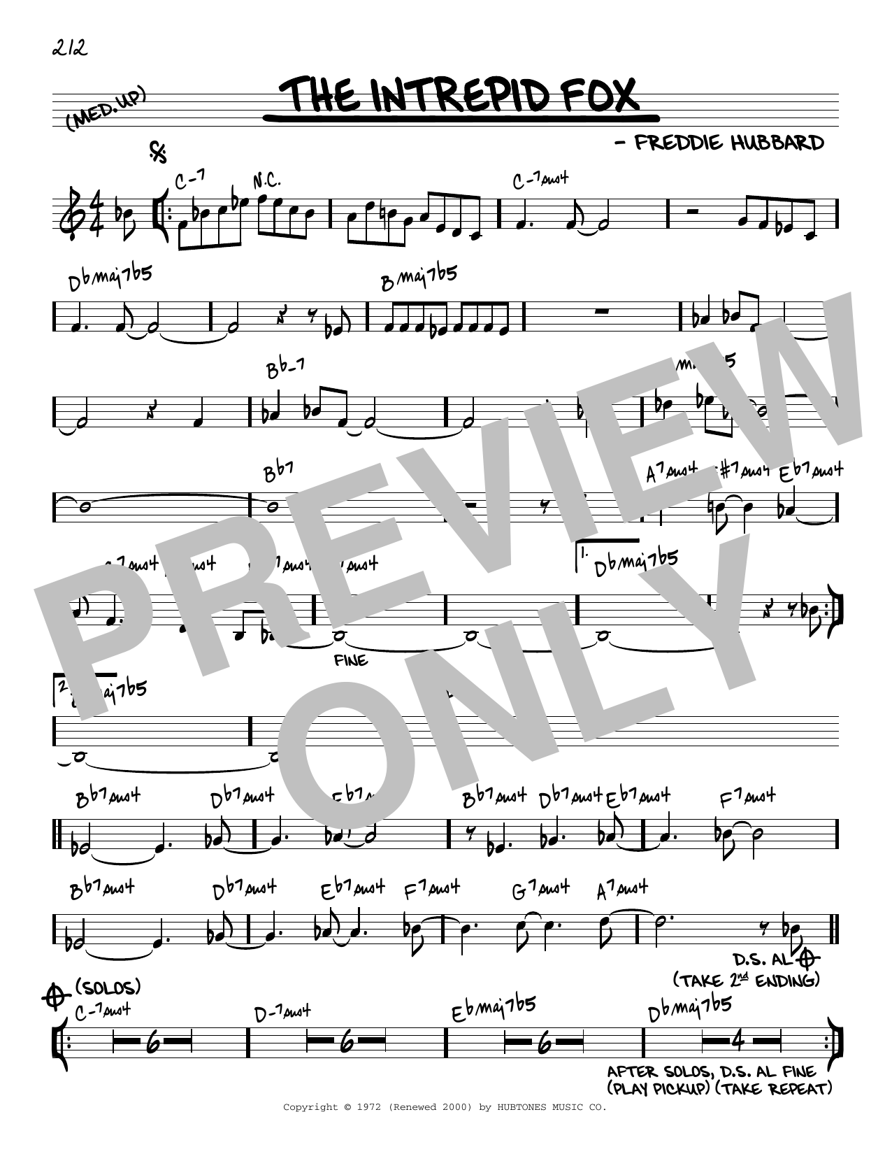 Download Freddie Hubbard The Intrepid Fox [Reharmonized version] (arr. Jack Grassel) Sheet Music and learn how to play Real Book – Melody & Chords PDF digital score in minutes