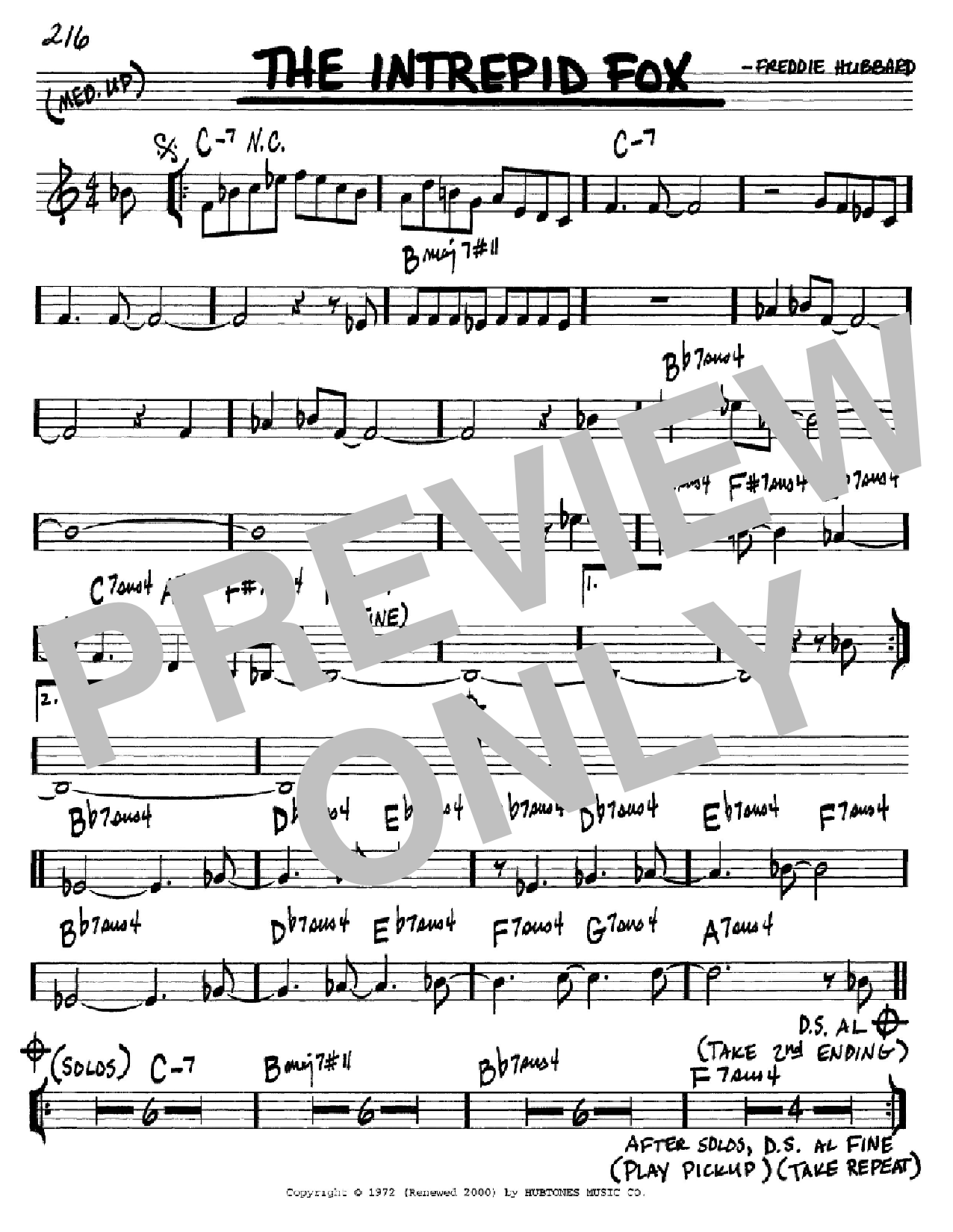 Download Freddie Hubbard The Intrepid Fox Sheet Music and learn how to play Real Book – Melody & Chords – Bb Instruments PDF digital score in minutes