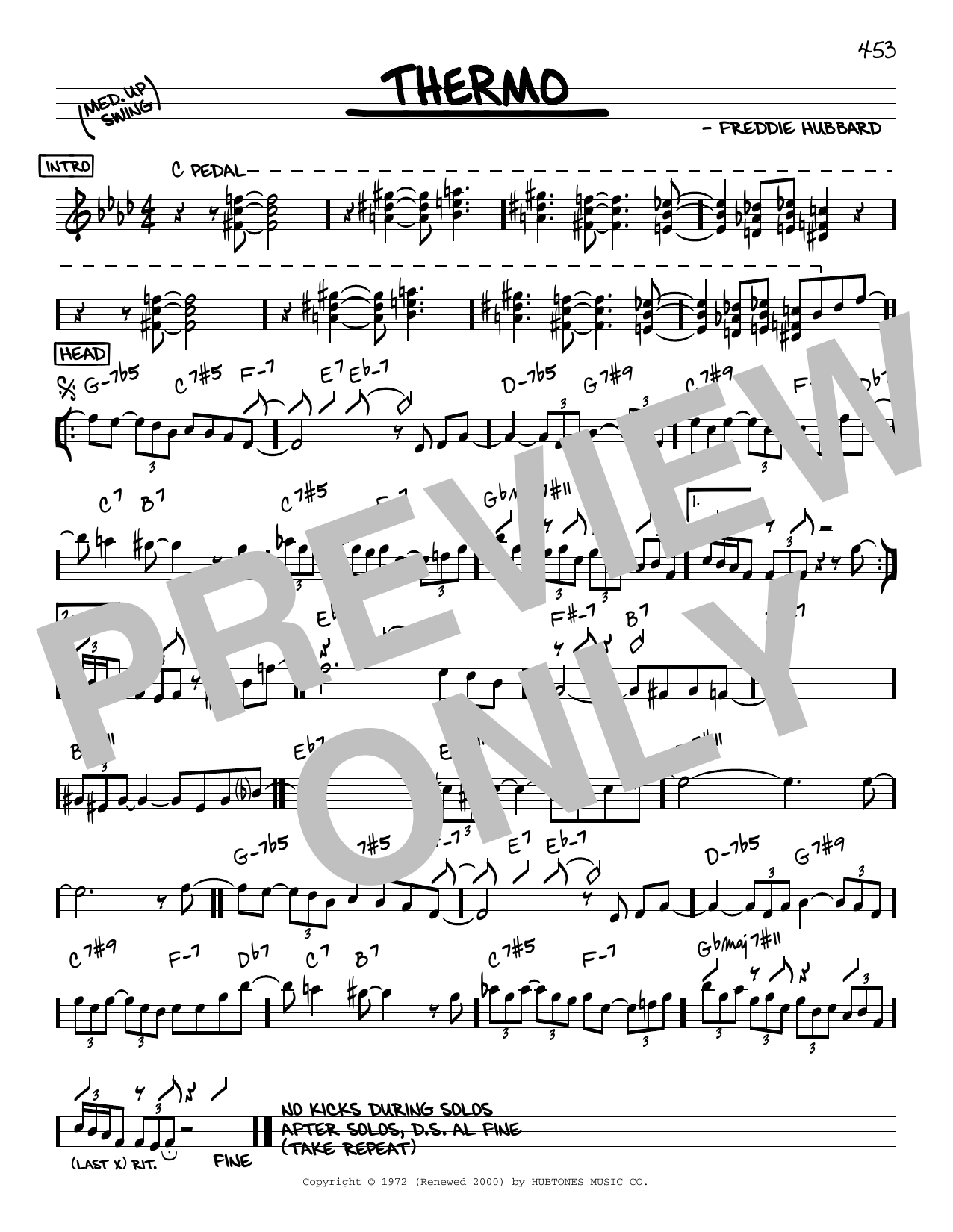 Download Freddie Hubbard Thermo Sheet Music and learn how to play Real Book – Melody & Chords PDF digital score in minutes