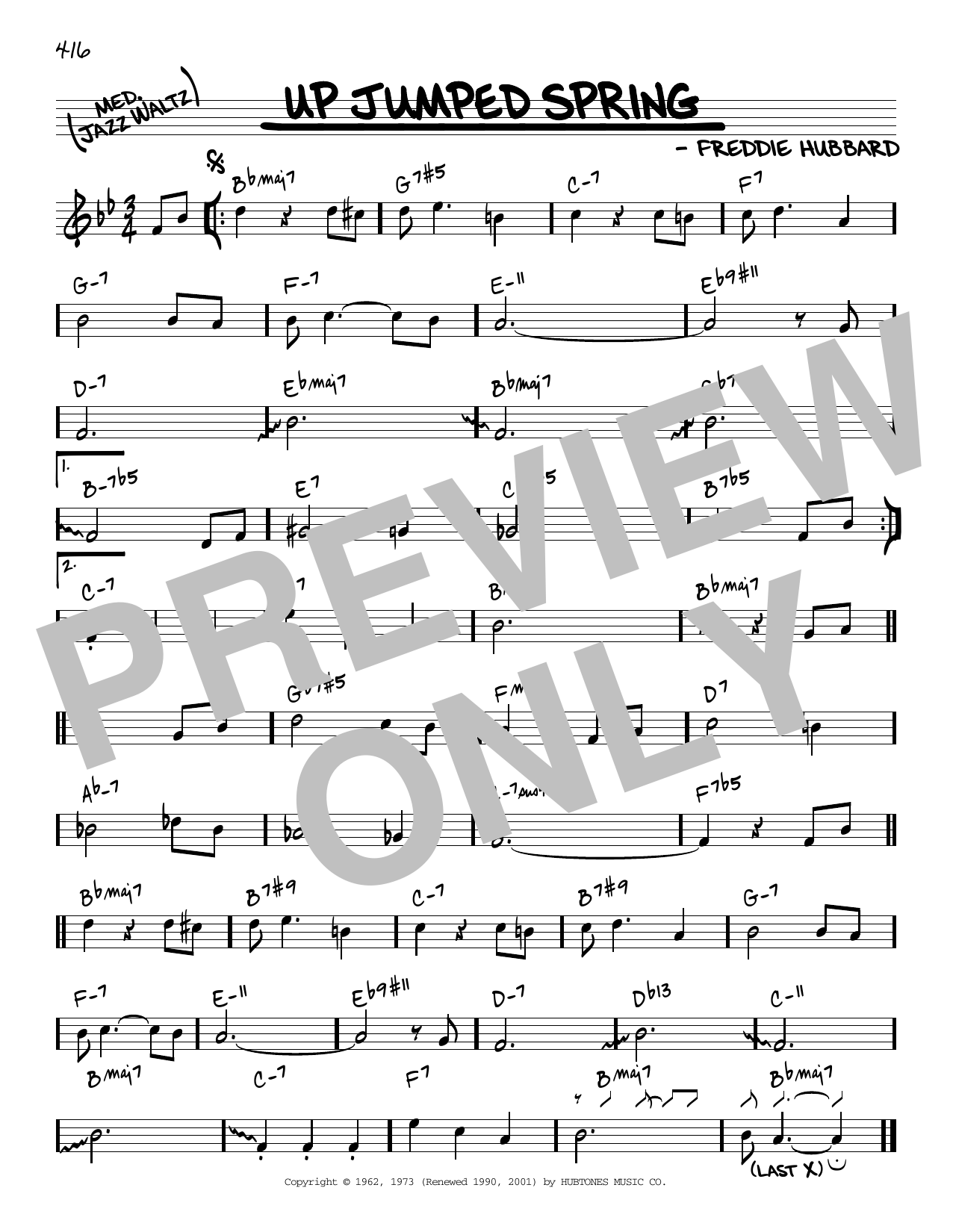 Download Freddie Hubbard Up Jumped Spring [Reharmonized version] (arr. Jack Grassel) Sheet Music and learn how to play Real Book – Melody & Chords PDF digital score in minutes