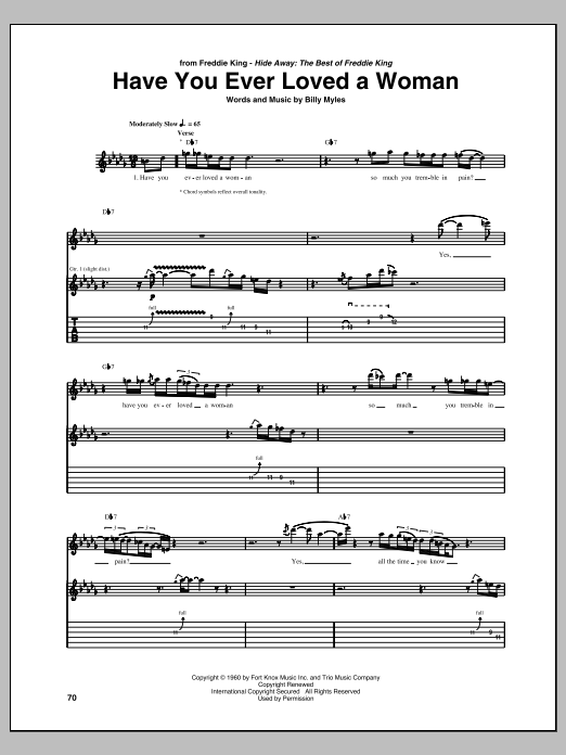 Download Freddie King Have You Ever Loved A Woman Sheet Music and learn how to play Guitar Tab PDF digital score in minutes