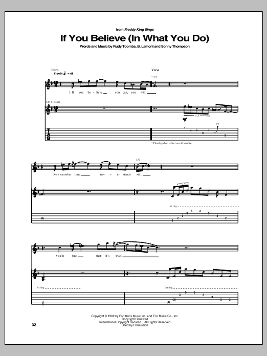 Download Freddie King If You Believe (In What You Do) Sheet Music and learn how to play Guitar Tab PDF digital score in minutes