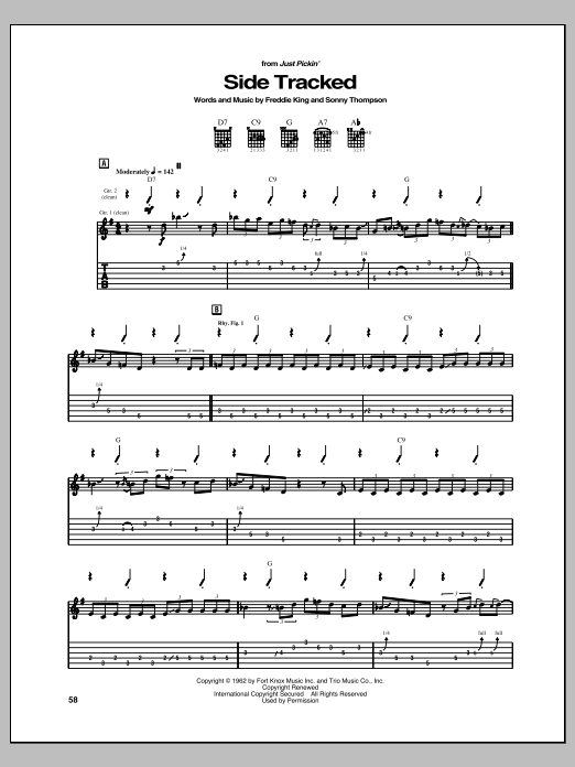 Download Freddie King Side Tracked Sheet Music and learn how to play Guitar Tab PDF digital score in minutes