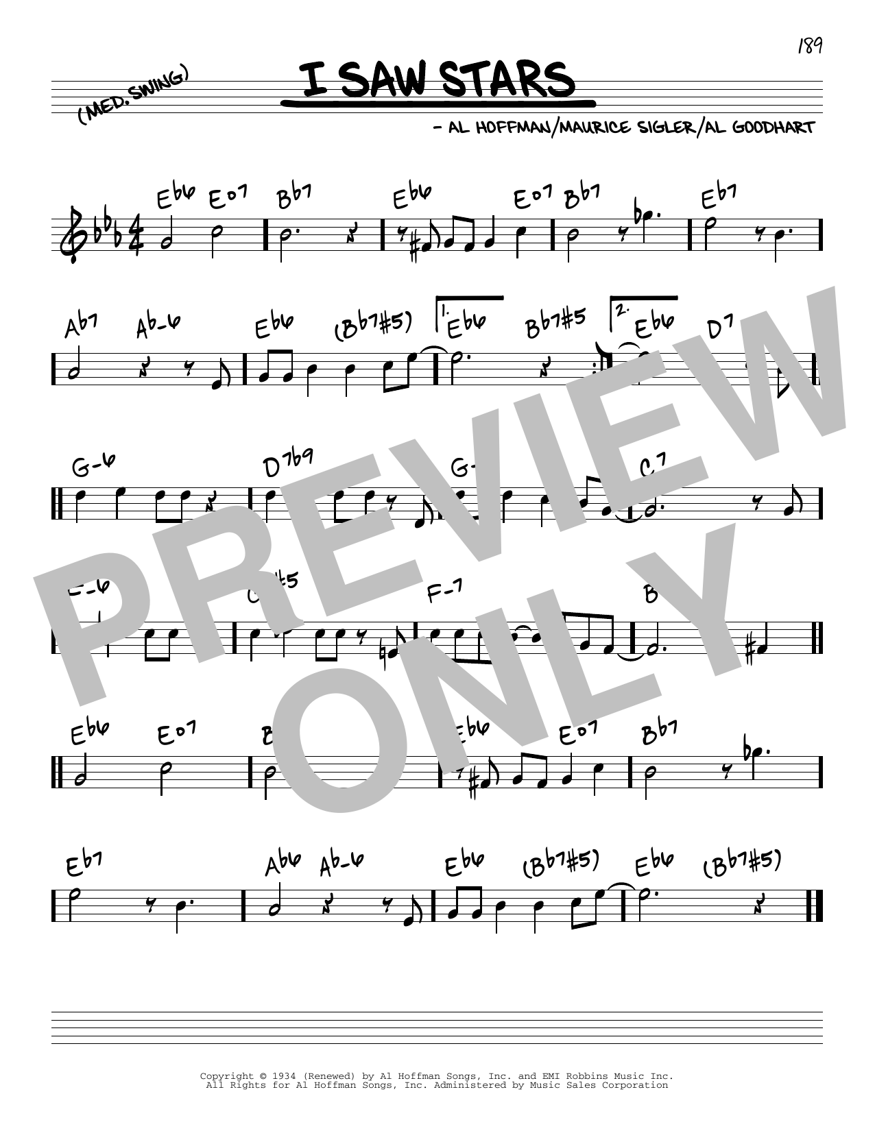 Download Freddie Martin and His Orchestra I Saw Stars Sheet Music and learn how to play Real Book – Melody & Chords PDF digital score in minutes