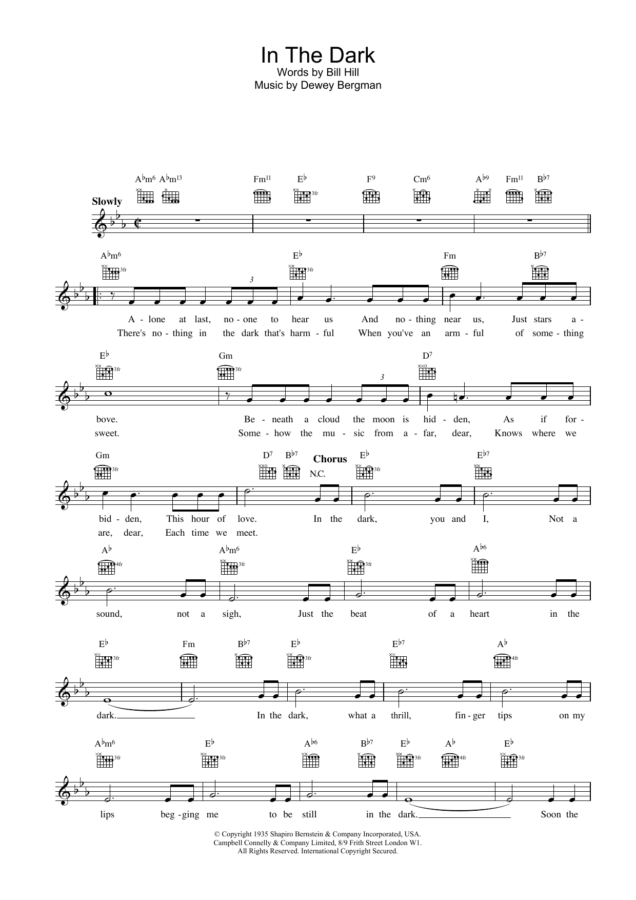 Download Freddy Martin In The Dark Sheet Music and learn how to play Lead Sheet / Fake Book PDF digital score in minutes