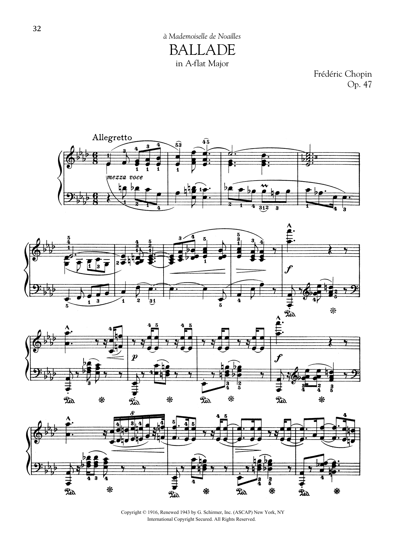 Download Frédéric Chopin Ballade in A-flat Major, Op. 47 Sheet Music and learn how to play Piano Solo PDF digital score in minutes