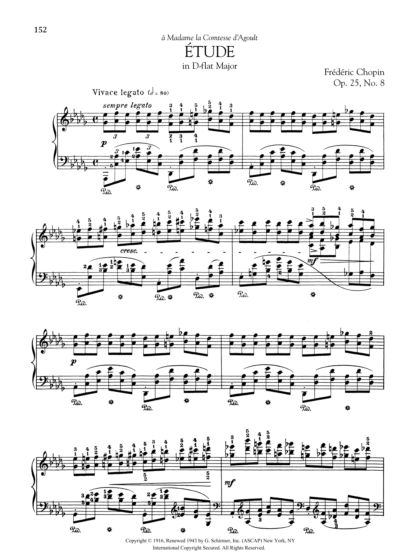 Download Frédéric Chopin Etude in D-flat Major, Op. 25, No. 8 Sheet Music and learn how to play Piano Solo PDF digital score in minutes