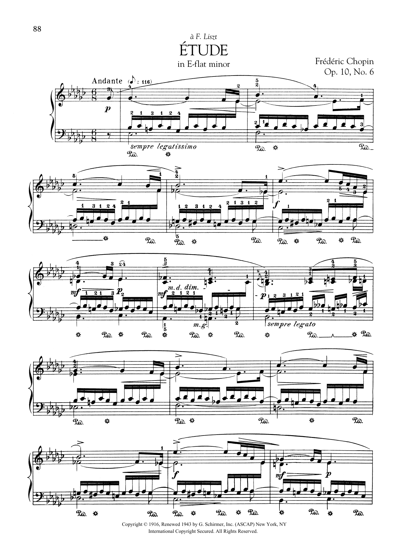 Download Frédéric Chopin Etude in E-flat minor, Op. 10, No. 6 Sheet Music and learn how to play Piano Solo PDF digital score in minutes