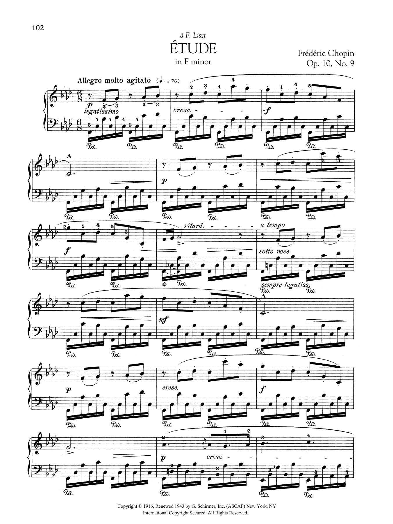 Download Frédéric Chopin Etude in F minor, Op. 10, No. 9 Sheet Music and learn how to play Piano Solo PDF digital score in minutes