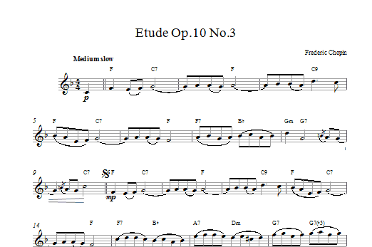 Download Frederic Chopin Etude in E Major, Op.10, No.3 (Tristesse) Sheet Music and learn how to play Melody Line & Chords PDF digital score in minutes