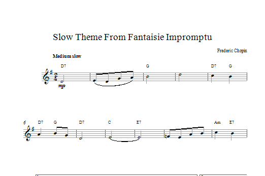 Download Frederic Chopin Slow Theme from Fantaisie Impromptu Sheet Music and learn how to play Melody Line & Chords PDF digital score in minutes