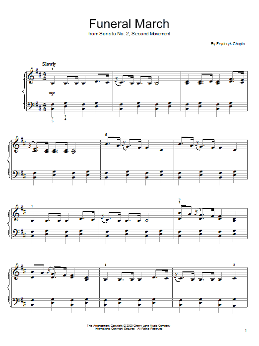 Download Frederic Chopin Funeral March Sheet Music and learn how to play Easy Piano PDF digital score in minutes