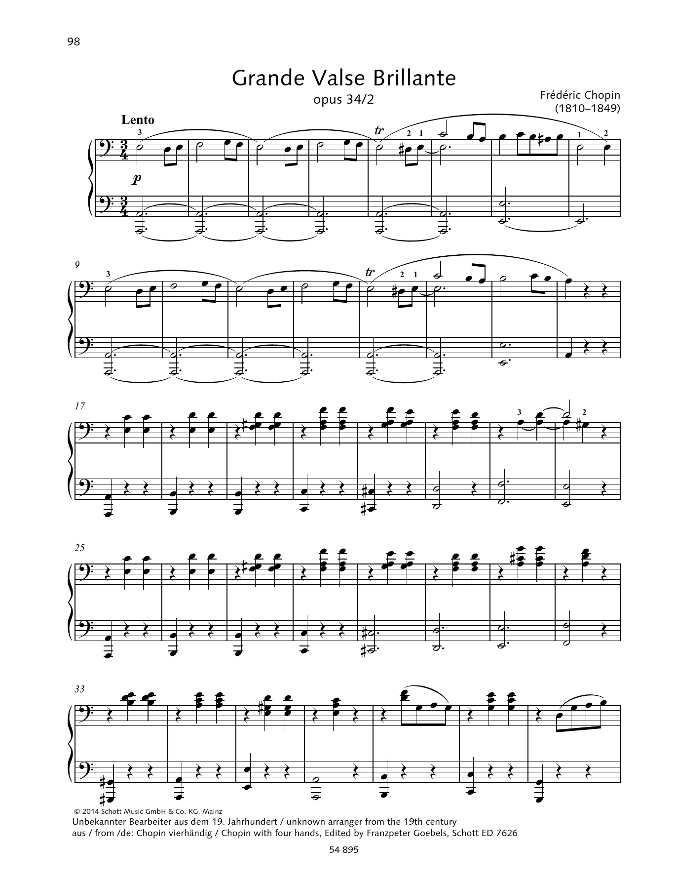 Download Frédéric Chopin Grande Valse Brillante Sheet Music and learn how to play Piano Duet PDF digital score in minutes