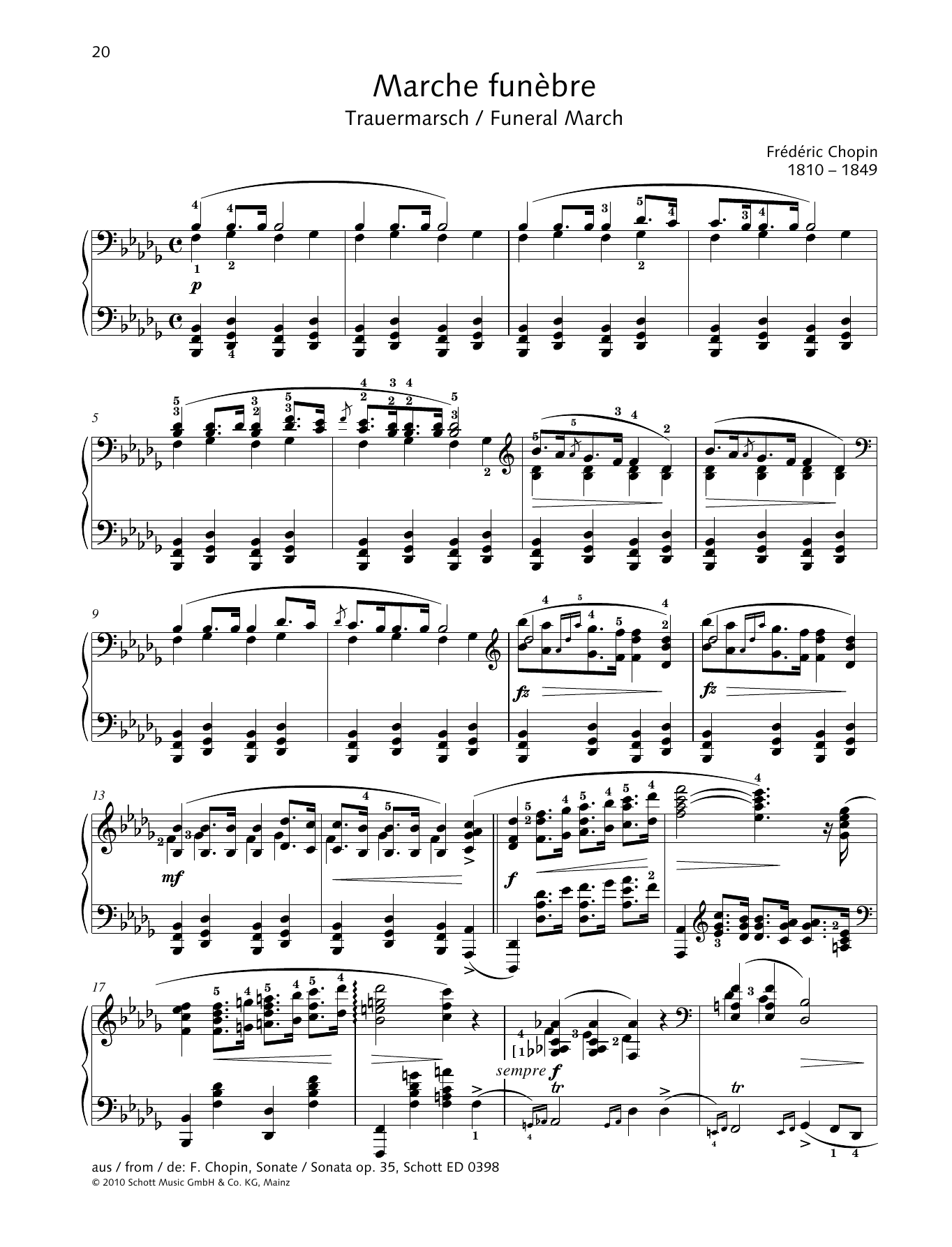 Download Frédéric Chopin Marche Funebre Sheet Music and learn how to play Piano Solo PDF digital score in minutes