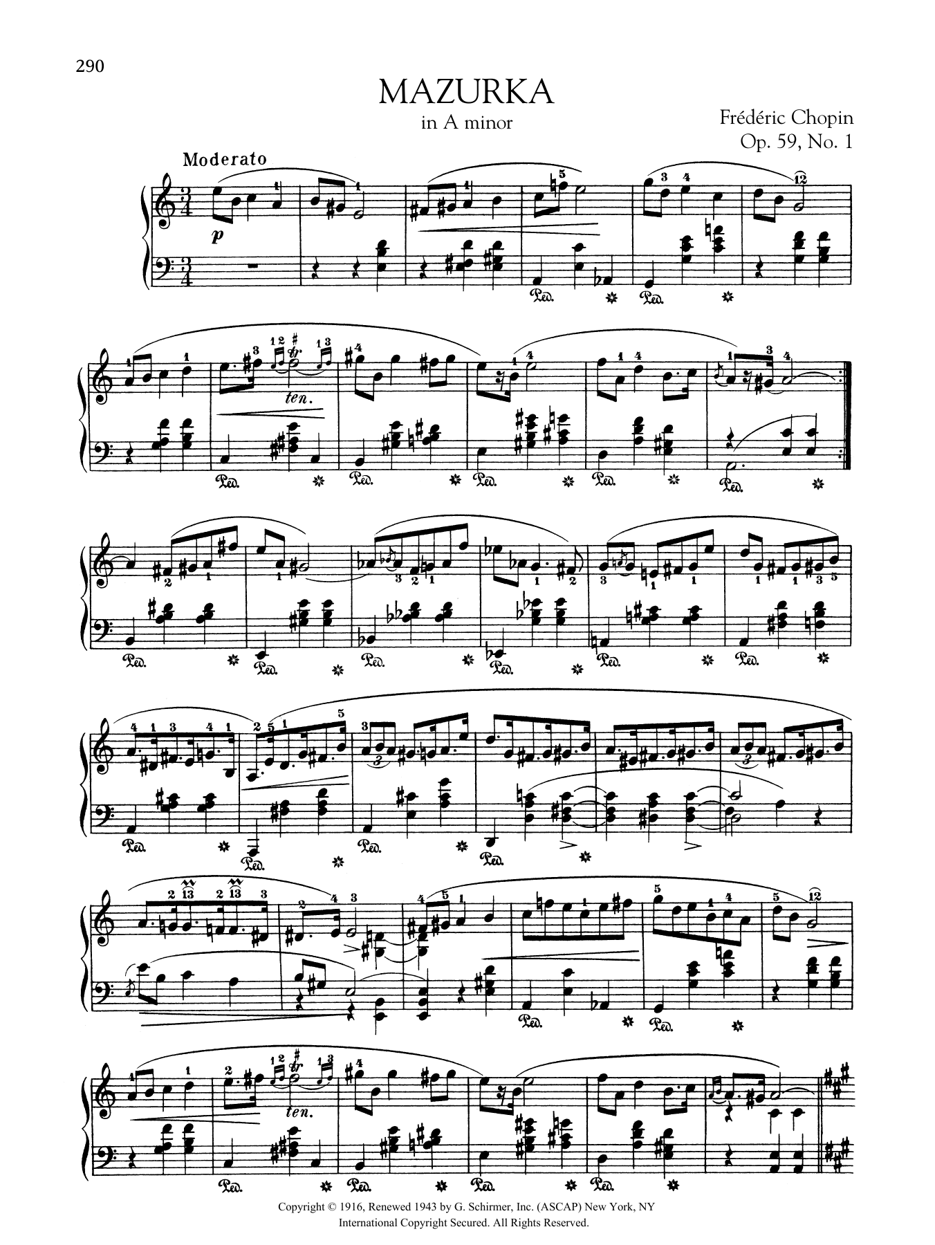 Download Frédéric Chopin Mazurka in A minor, Op. 59, No. 1 Sheet Music and learn how to play Piano Solo PDF digital score in minutes