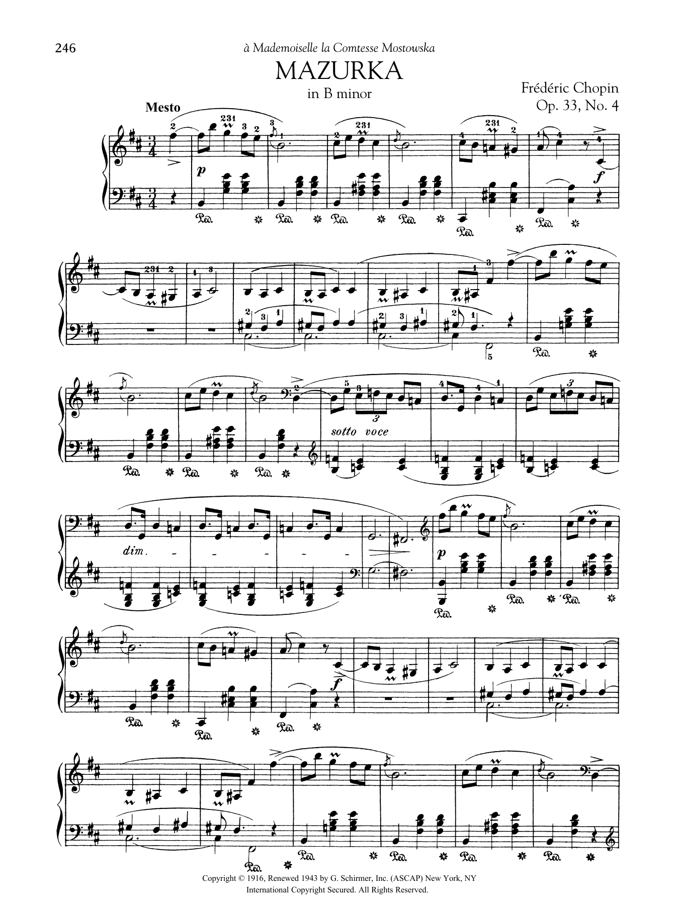 Download Frédéric Chopin Mazurka in B minor, Op. 33, No. 4 Sheet Music and learn how to play Piano Solo PDF digital score in minutes