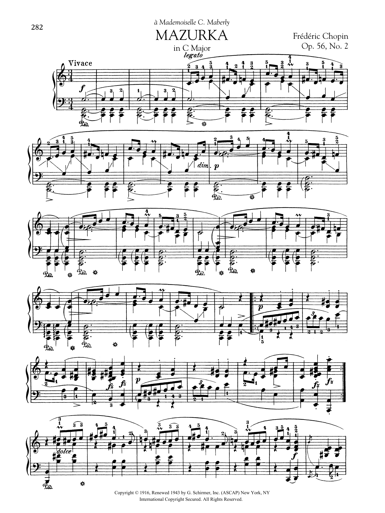 Download Frédéric Chopin Mazurka in C Major, Op. 56, No. 2 Sheet Music and learn how to play Piano Solo PDF digital score in minutes