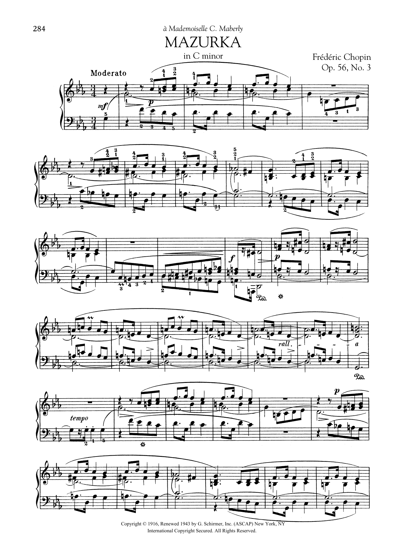 Download Frédéric Chopin Mazurka in C minor, Op. 56, No. 3 Sheet Music and learn how to play Piano Solo PDF digital score in minutes