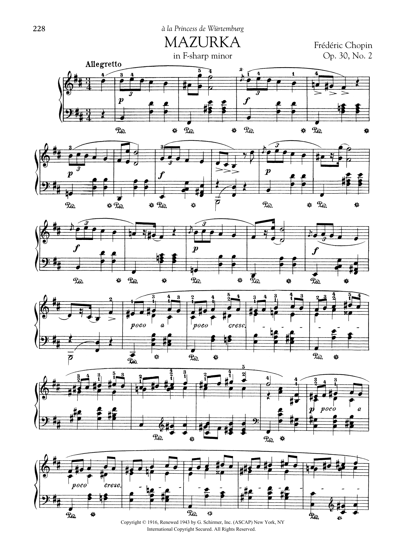 Download Frédéric Chopin Mazurka in F-sharp minor, Op. 30, No. 2 Sheet Music and learn how to play Piano Solo PDF digital score in minutes