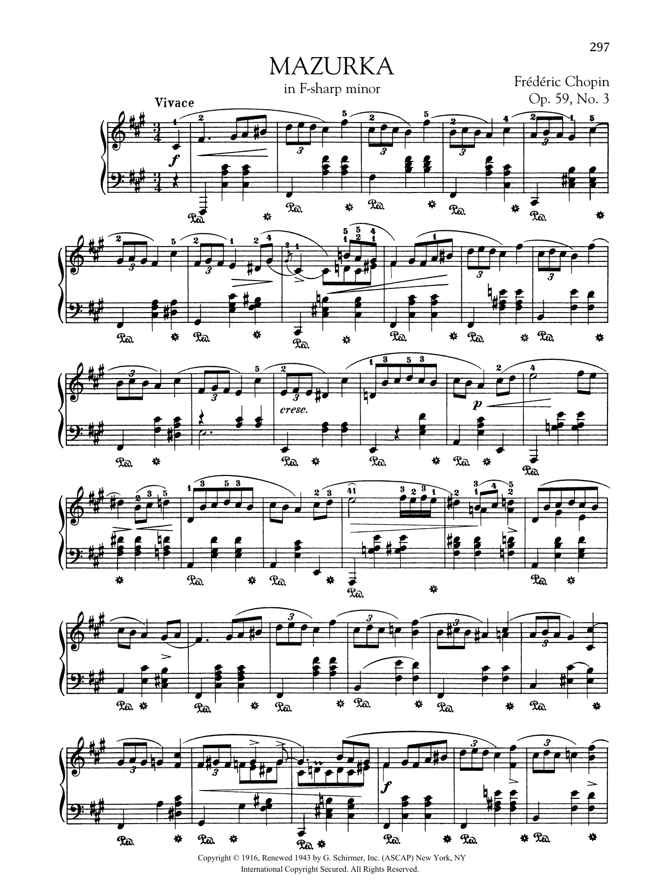 Download Frédéric Chopin Mazurka in F-sharp minor, Op. 59, No. 3 Sheet Music and learn how to play Piano Solo PDF digital score in minutes