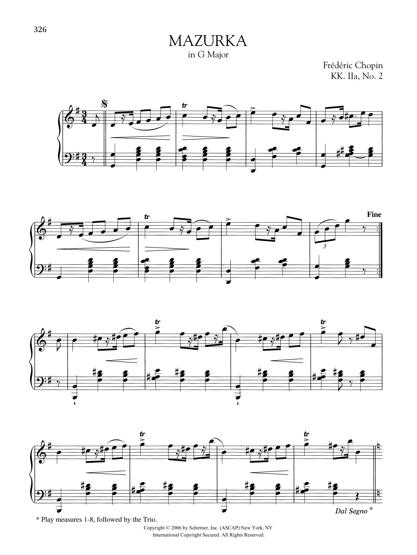 Download Frédéric Chopin Mazurka in G Major, KK. IIa, No. 2 Sheet Music and learn how to play Piano Solo PDF digital score in minutes