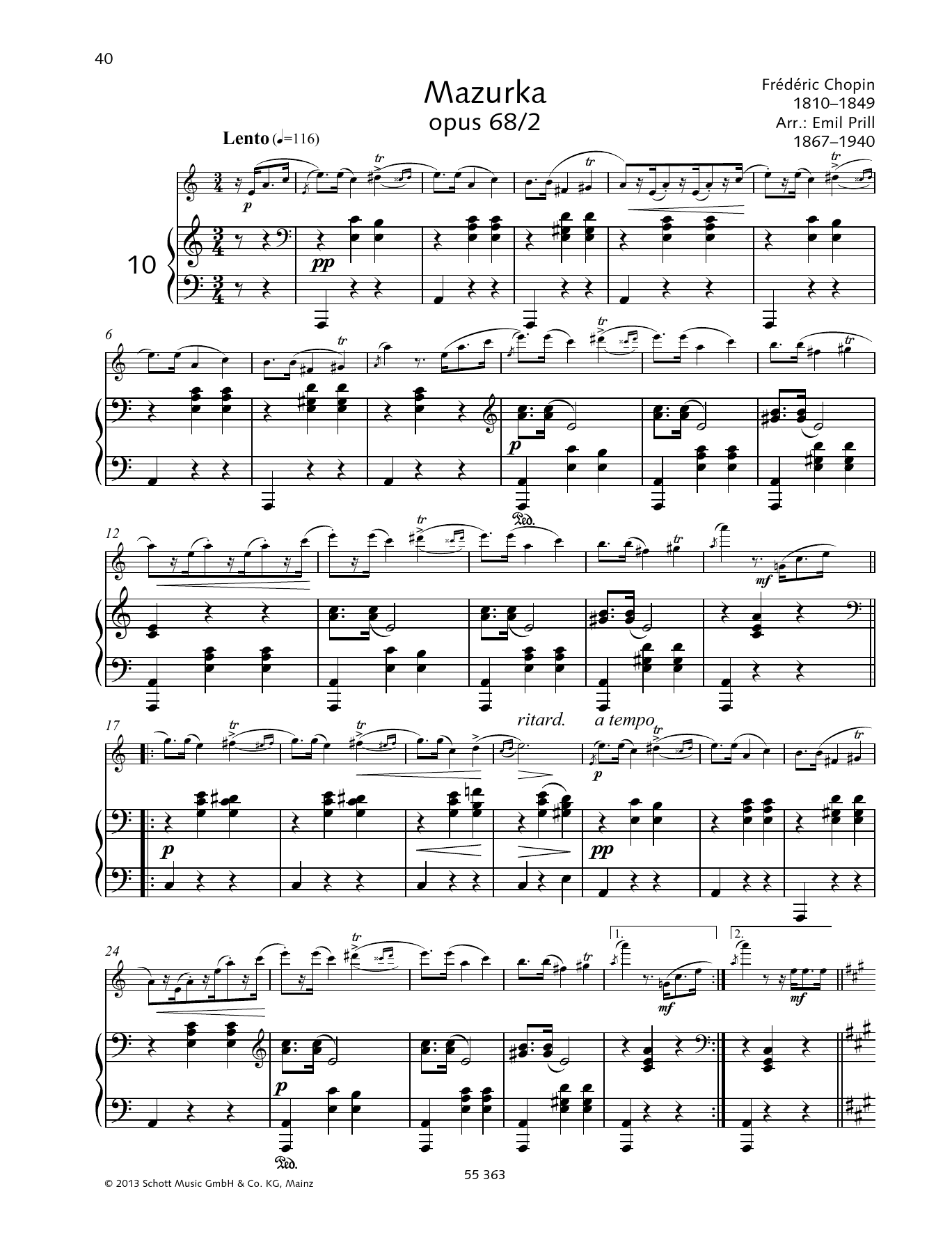 Download Frédéric Chopin Mazurka Sheet Music and learn how to play Woodwind Solo PDF digital score in minutes