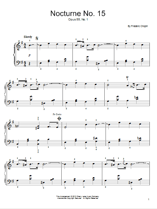 Download Frederic Chopin Nocturne Op. 15, No. 1 Sheet Music and learn how to play Easy Piano PDF digital score in minutes