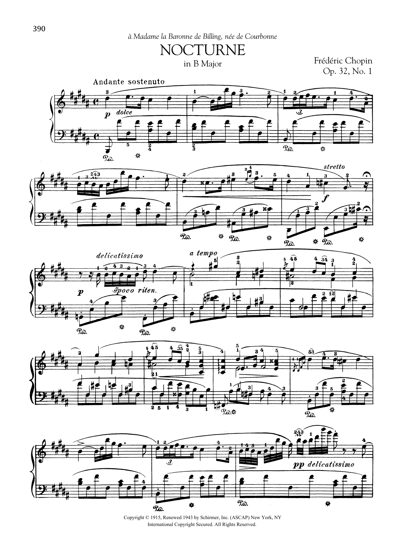 Download Frédéric Chopin Nocturne in B Major, Op. 32, No. 1 Sheet Music and learn how to play Piano Solo PDF digital score in minutes