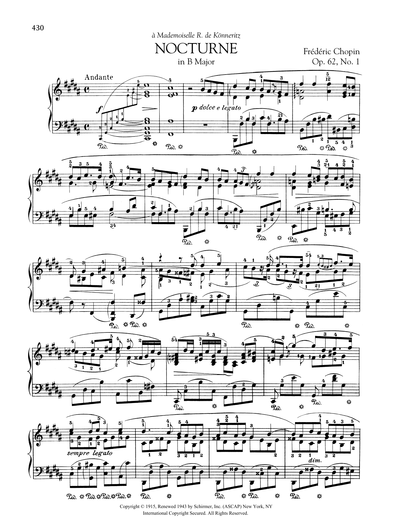 Download Frédéric Chopin Nocturne in B Major, Op. 62, No. 1 Sheet Music and learn how to play Piano Solo PDF digital score in minutes