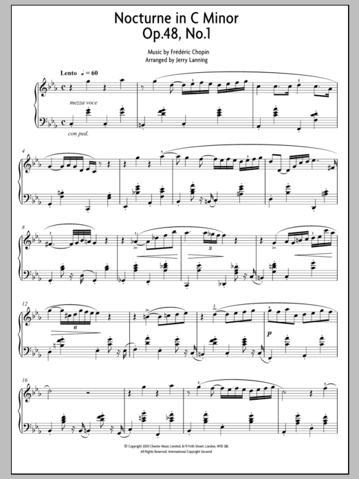 Download Frédéric Chopin Nocturne in C minor, Op. 48, No. 1 Sheet Music and learn how to play Piano Solo PDF digital score in minutes