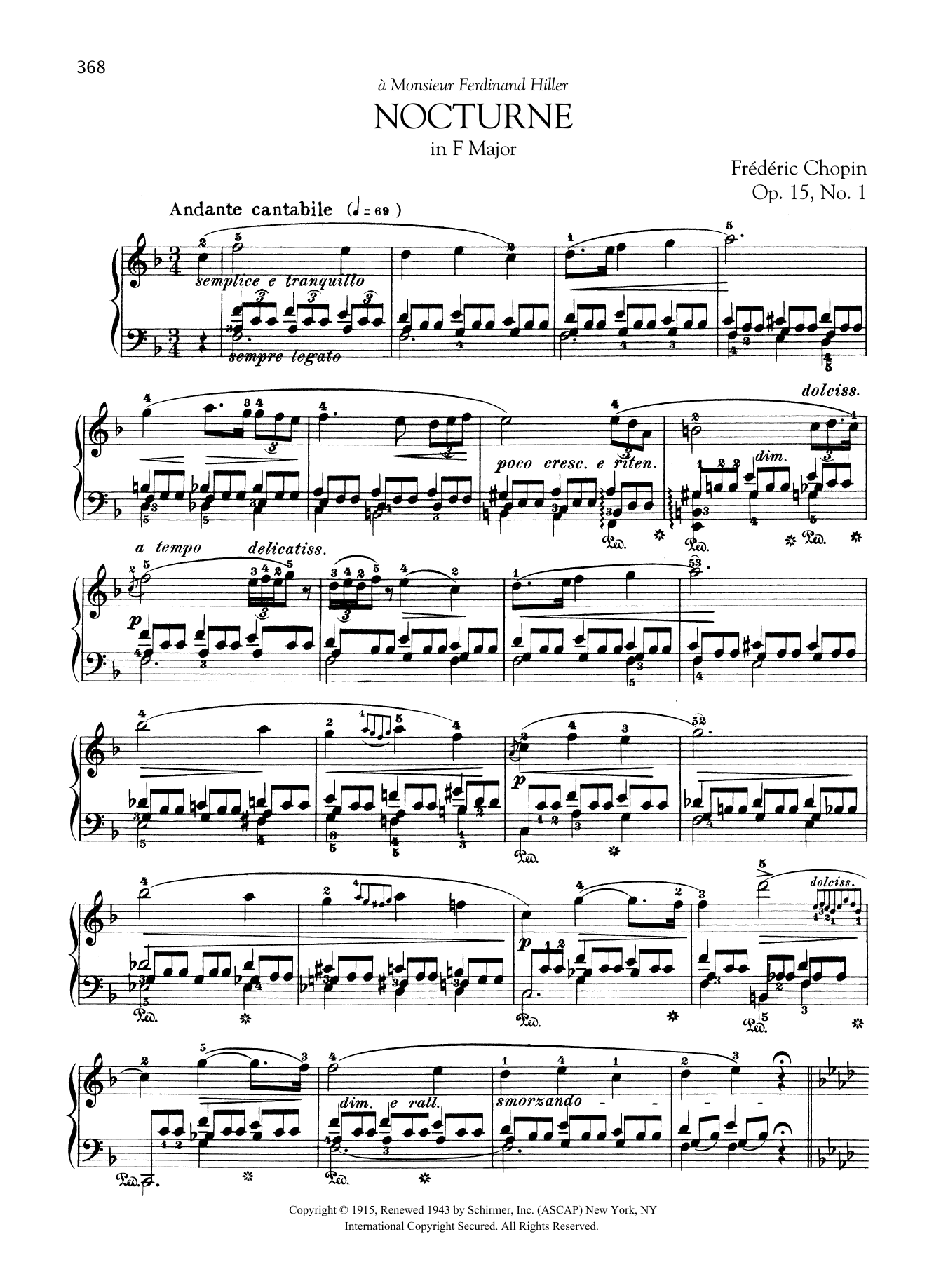 Download Frédéric Chopin Nocturne in F Major, Op. 15, No. 1 Sheet Music and learn how to play Piano Solo PDF digital score in minutes