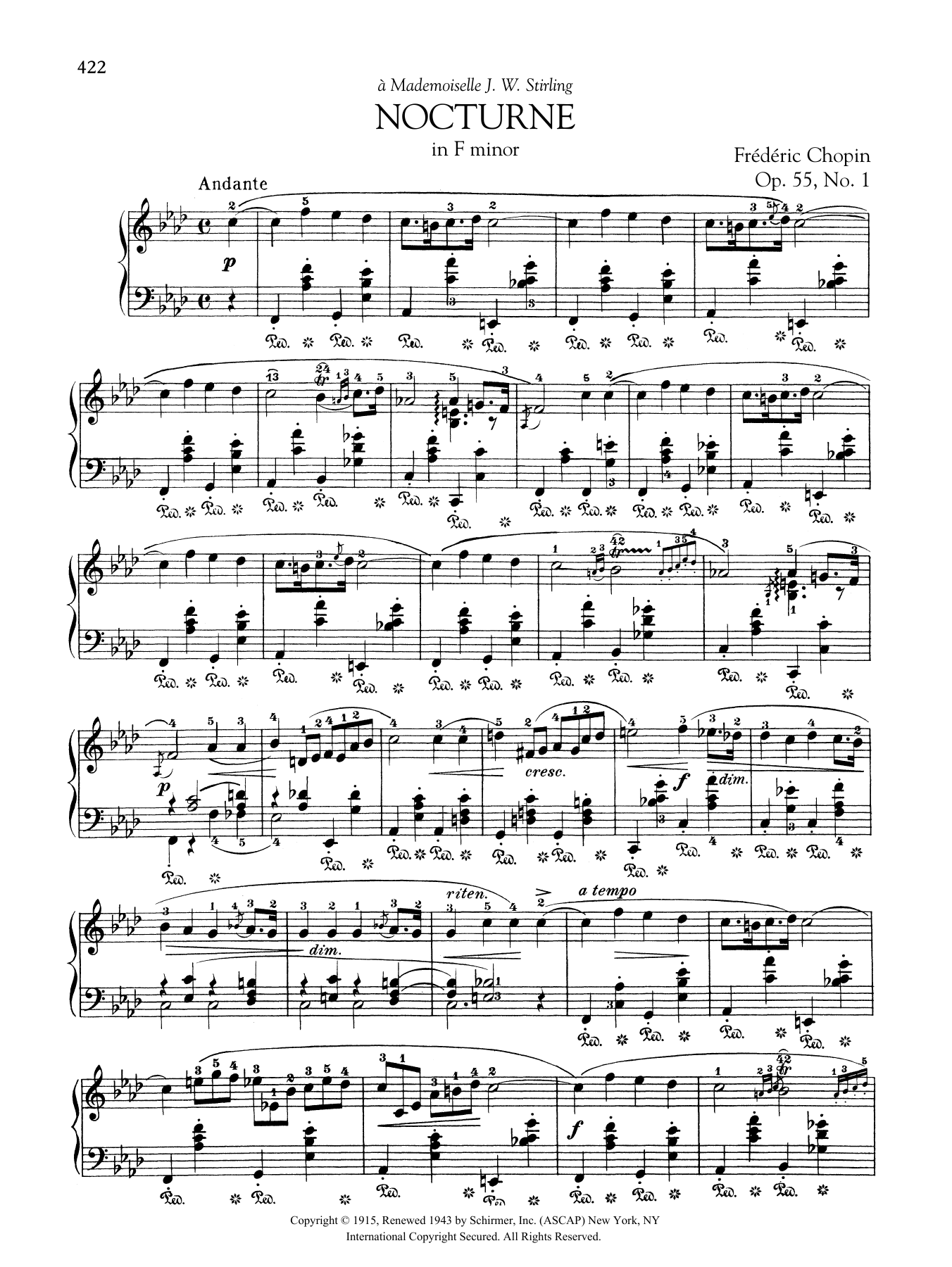 Download Frédéric Chopin Nocturne in F minor, Op. 55, No. 1 Sheet Music and learn how to play Piano Solo PDF digital score in minutes