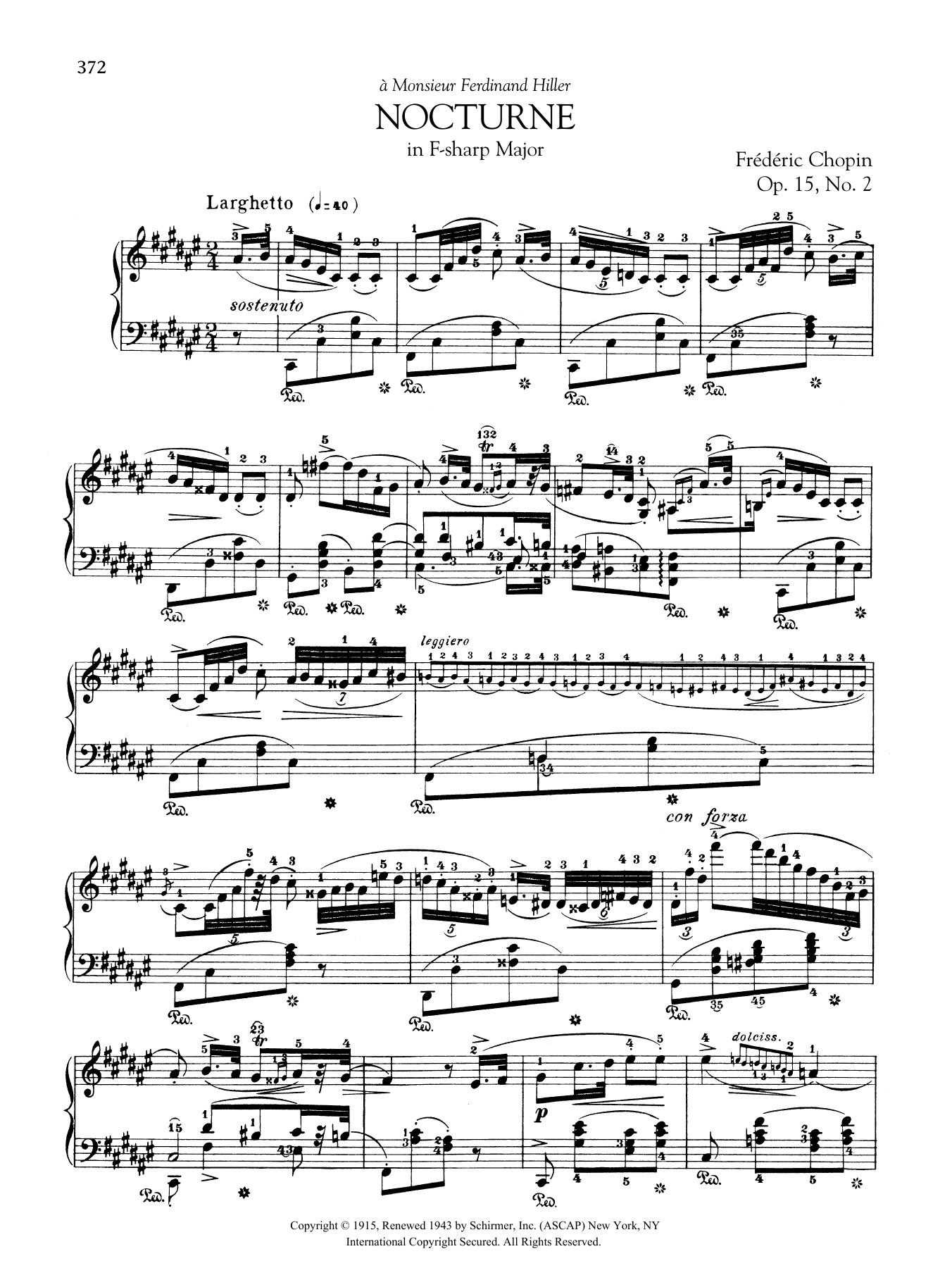 Download Frederic Chopin Nocturne In F Sharp Major, Op. 15, No. 2 Sheet Music and learn how to play Piano Solo PDF digital score in minutes