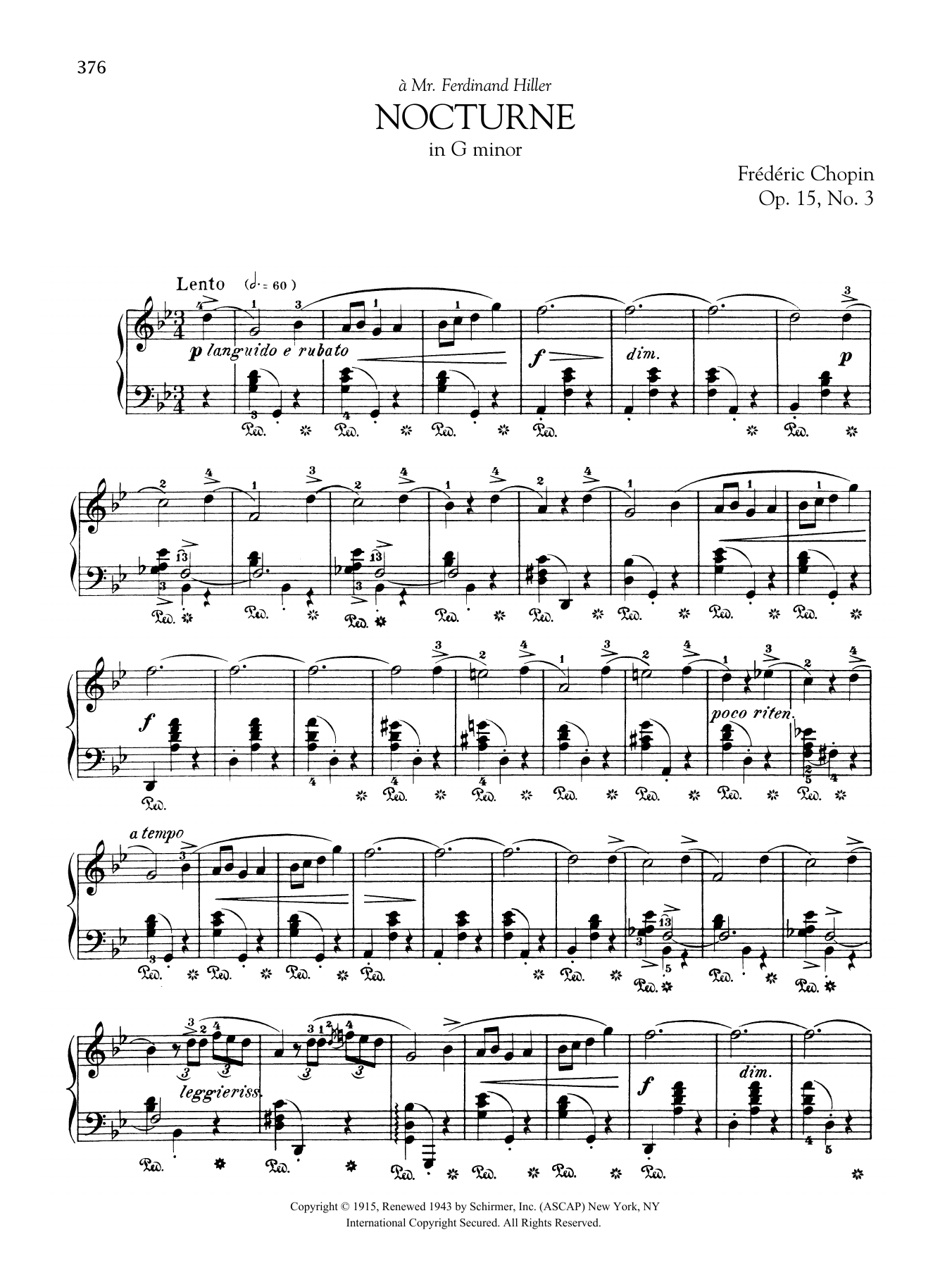 Download Frederic Chopin Nocturne In G Minor, Op. 15, No. 3 Sheet Music and learn how to play Piano Solo PDF digital score in minutes