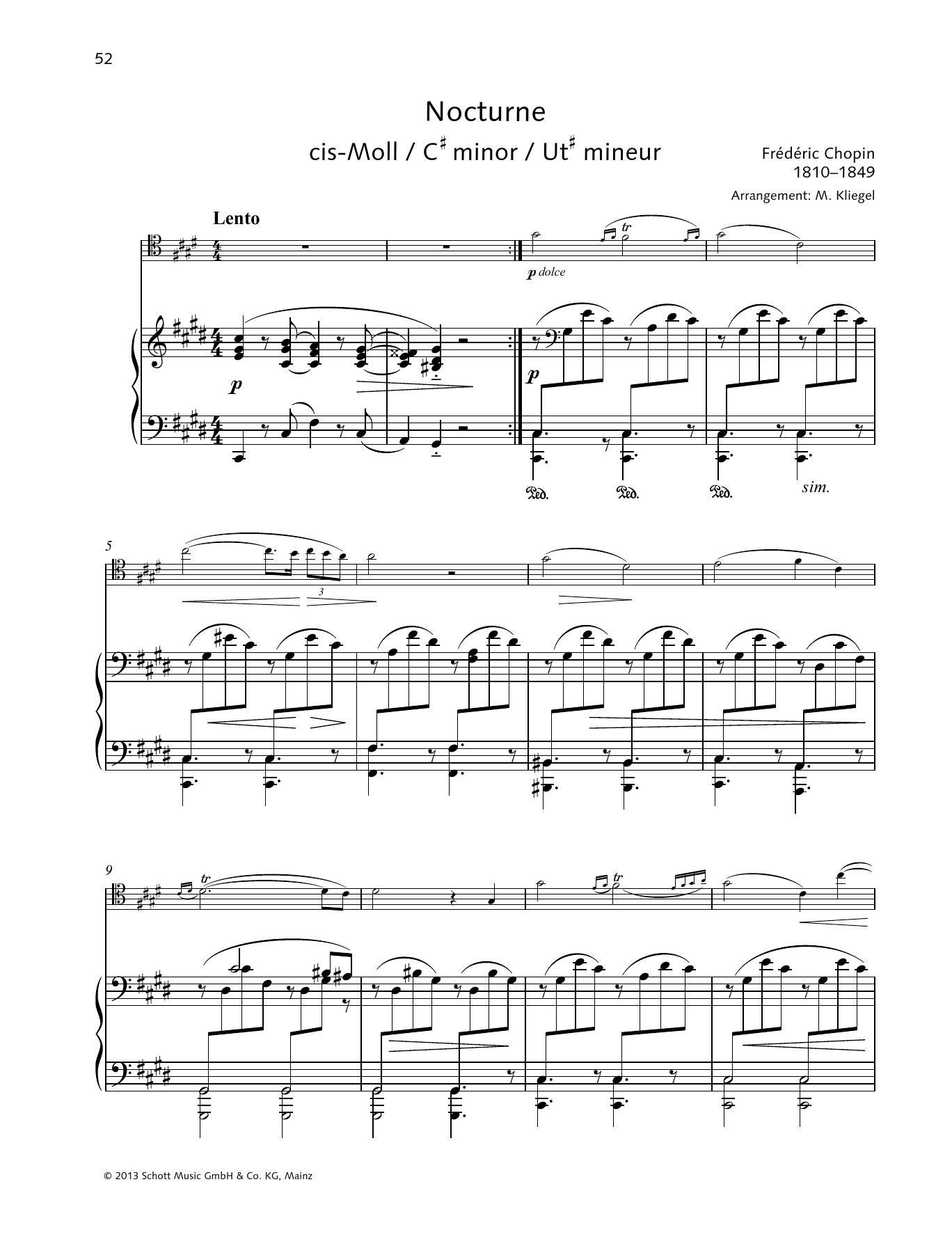 Download Frédéric Chopin Nocturne Sheet Music and learn how to play String Solo PDF digital score in minutes