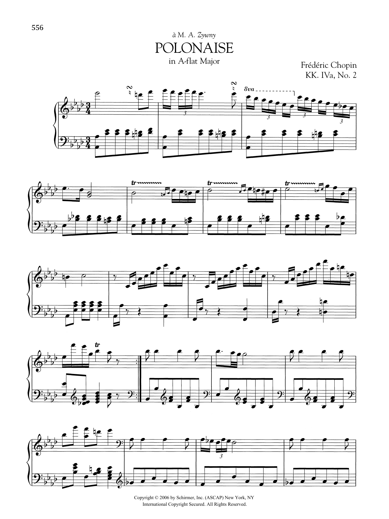 Download Frédéric Chopin Polonaise in A-flat Major, KK. IVa, No. 2 Sheet Music and learn how to play Piano Solo PDF digital score in minutes