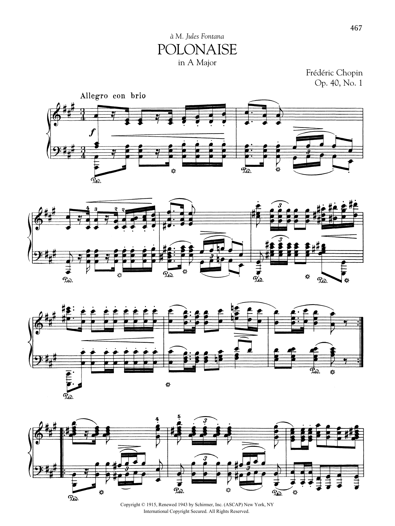 Download Frederic Chopin Polonaise In A Major, Op. 40, No. 1 Sheet Music and learn how to play Piano Solo PDF digital score in minutes