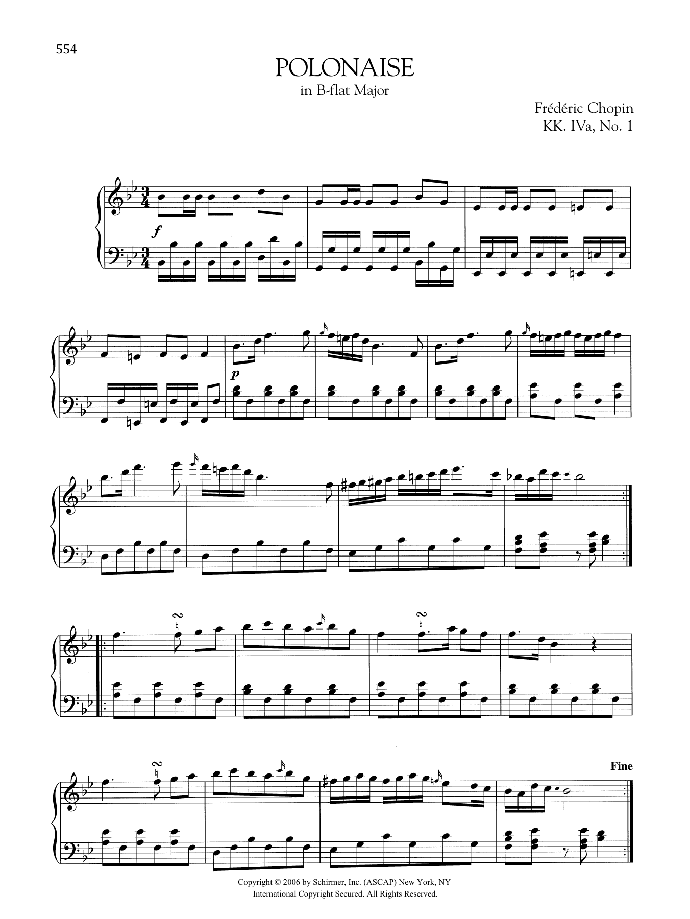 Download Frédéric Chopin Polonaise In B-Flat Major, KK IVa, No. 1 Sheet Music and learn how to play Piano Solo PDF digital score in minutes