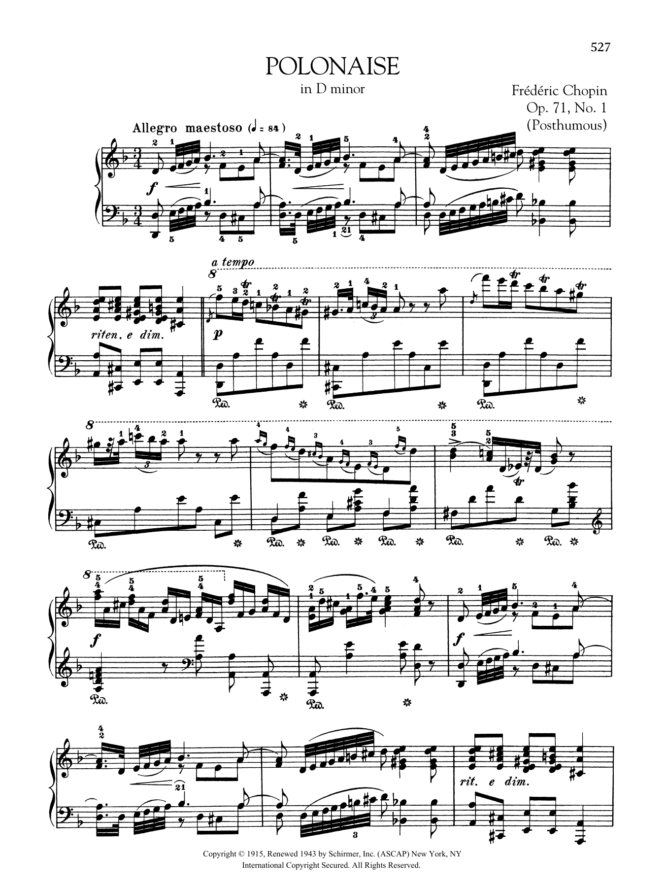 Download Frédéric Chopin Polonaise in D minor, Op. 71, No. 1 (Posthumous) Sheet Music and learn how to play Piano Solo PDF digital score in minutes