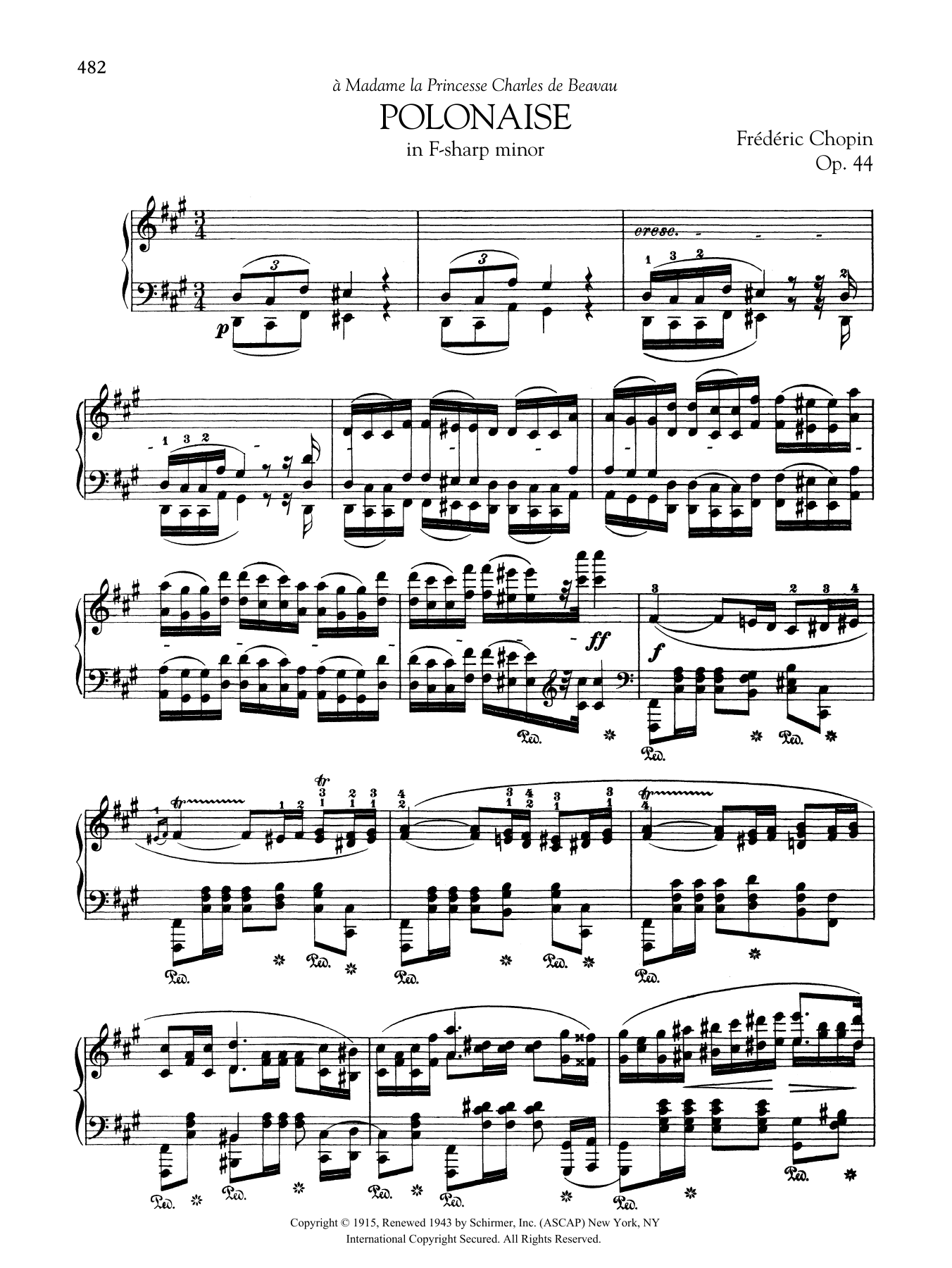 Download Frédéric Chopin Polonaise in F-sharp minor, Op. 44 Sheet Music and learn how to play Piano Solo PDF digital score in minutes