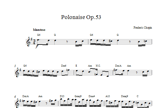 Download Frederic Chopin Polonaise Opus 53 Sheet Music and learn how to play Melody Line & Chords PDF digital score in minutes